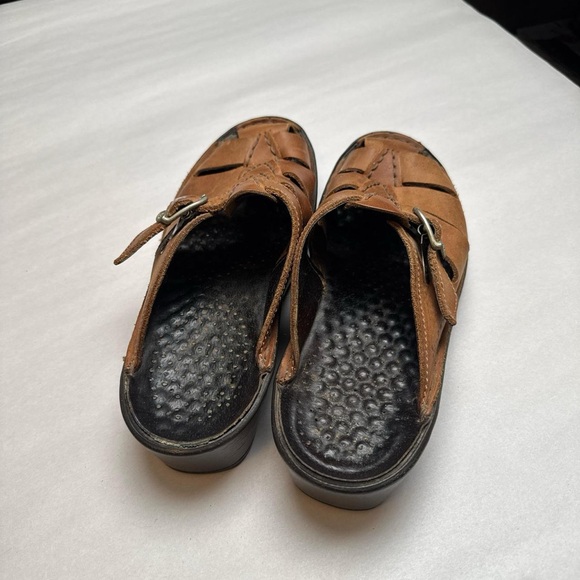Tan Brown Leather Mule Clog Sandals 7 - Picture 8 of 8